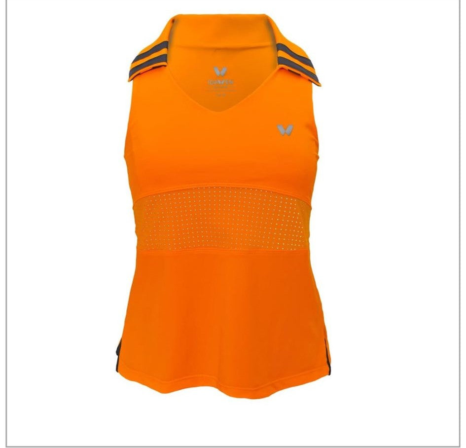 CAMISETA SIN MANGAS NARANJA CON CUELLO