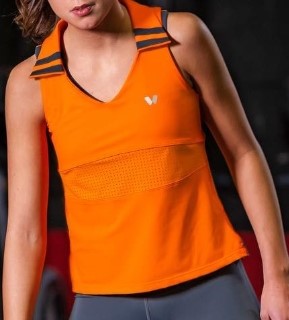 CAMISETA SIN MANGAS NARANJA CON CUELLO