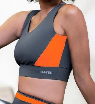 TOP GRIS Y NARANJA