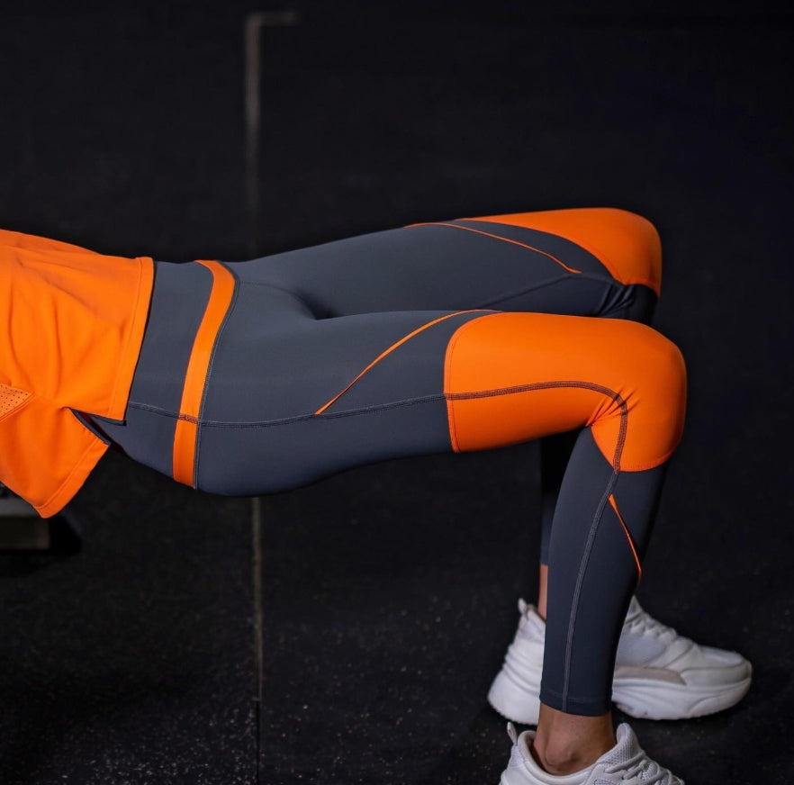 LEGGING GRIS Y NARANJA