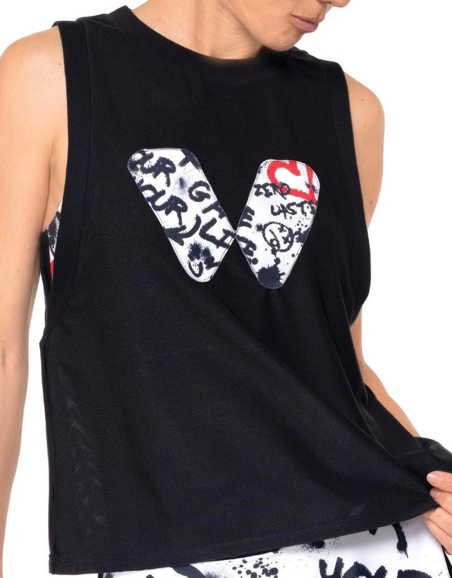 CAMISETA NEGRA SIN MANGAS GRAFITTI