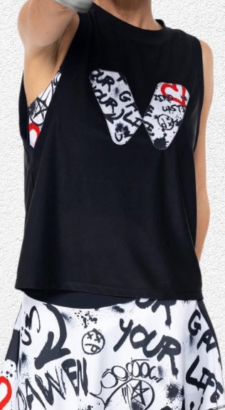 CAMISETA NEGRA SIN MANGAS GRAFITTI