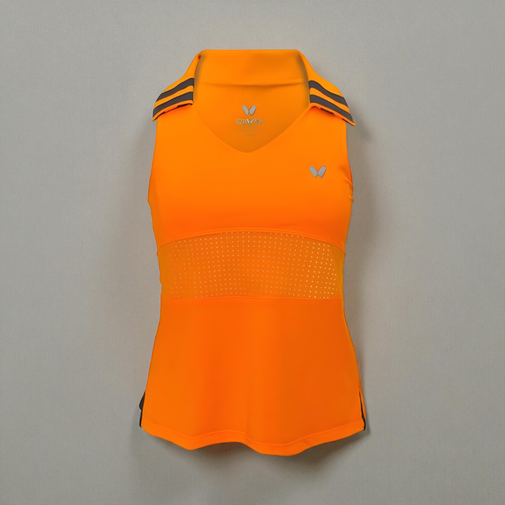 CAMISETA SIN MANGAS NARANJA CON CUELLO