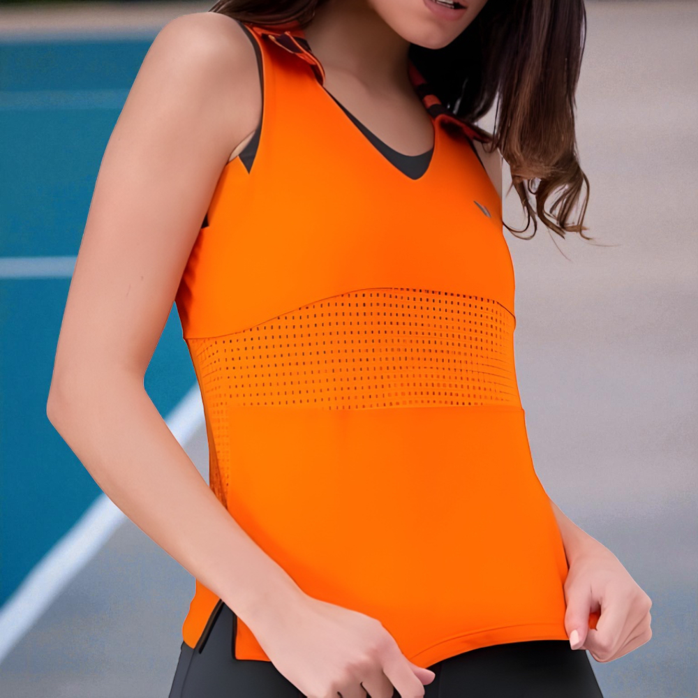 CAMISETA SIN MANGAS NARANJA CON CUELLO