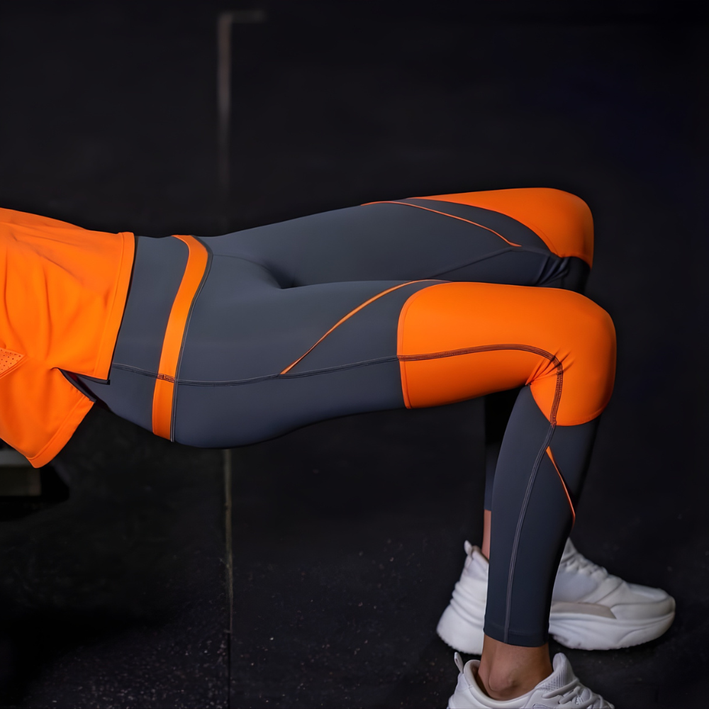 LEGGING GRIS Y NARANJA