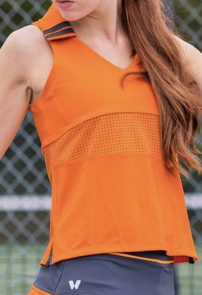 CAMISETA SIN MANGAS NARANJA CON CUELLO