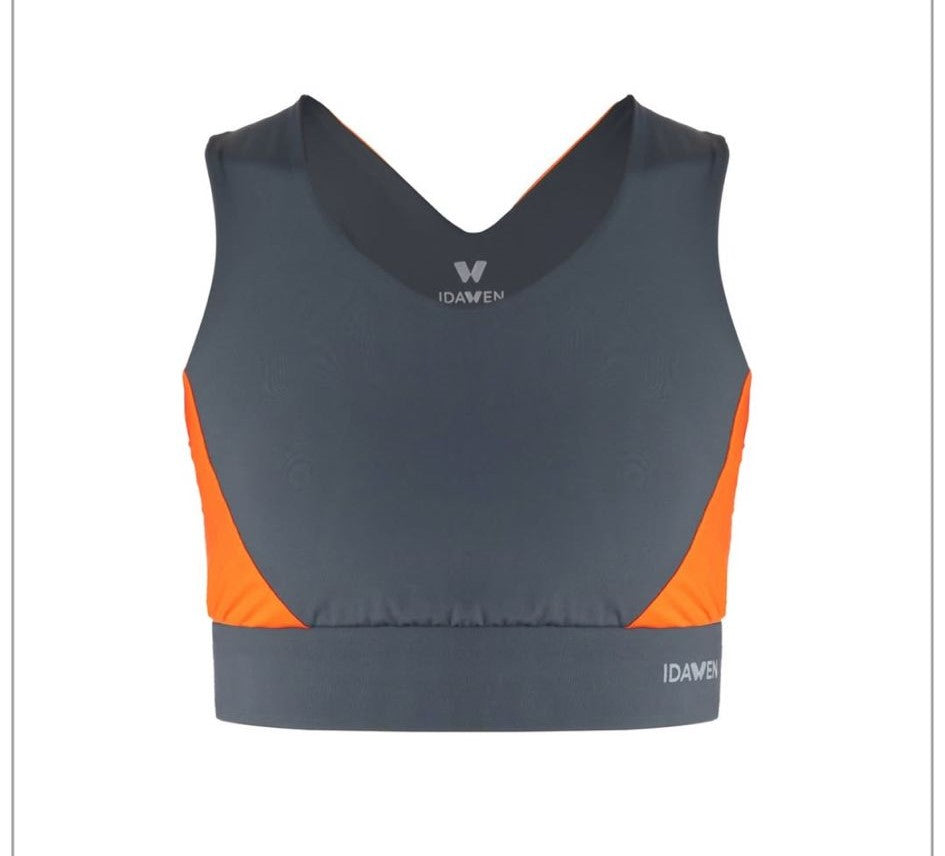 TOP GRIS Y NARANJA